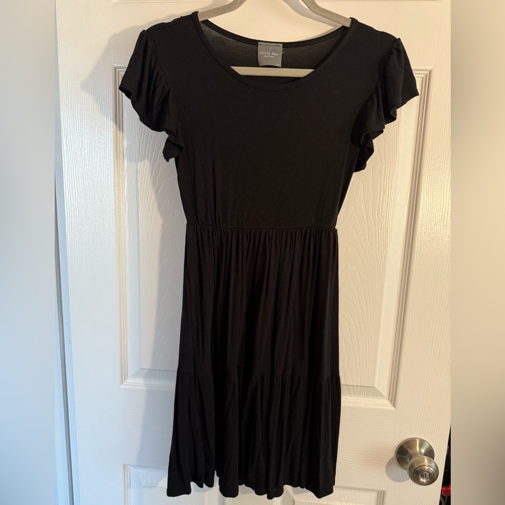 Olivia Rae Black Mini Dress with Ruffle Sleeves